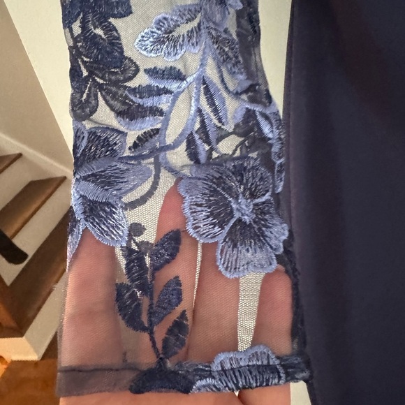 Blue Off the Shoulder Long Sleeve Sheath Dress. Ptp 18” lenght 37.5” - Picture 8 of 10